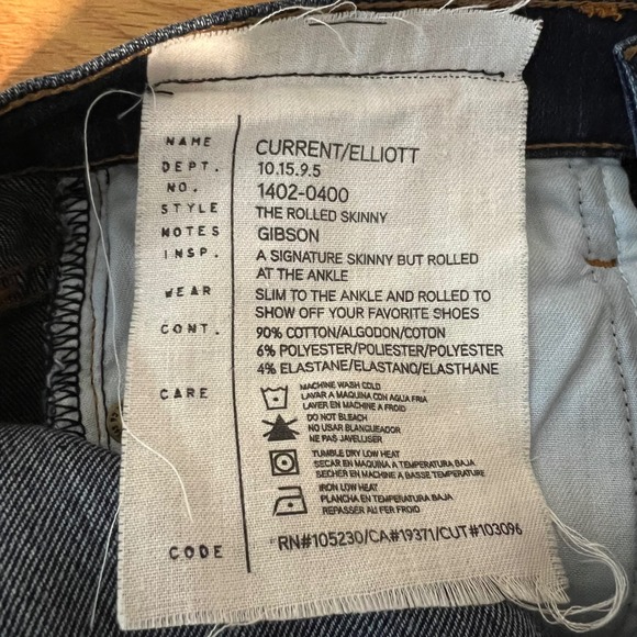 Current/Elliott Gibson Rolled Skinny Jeans Size 25 Dark Wash NWT - Picture 5 of 9